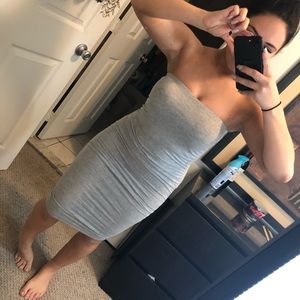 Gray strapless dress